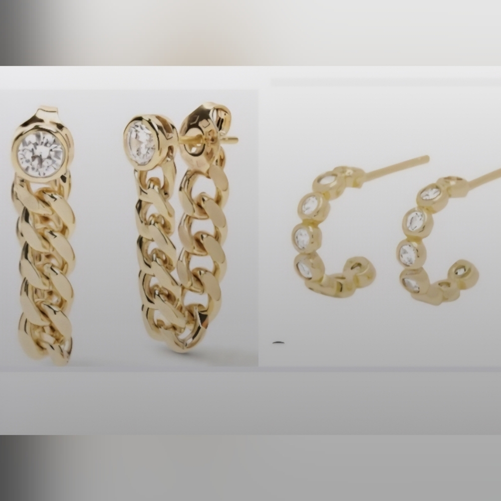 Melinda Maria TWO ITEMS Julia Soft Hoops + Baroness Huggies Earrings- Goldtone